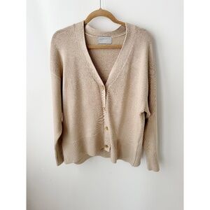 MODERN CITIZEN Oversized V-neck Cardigan Sweater Tan